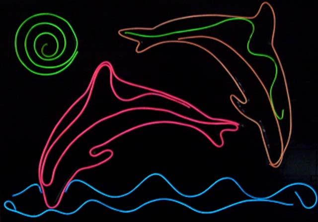 Dolphins faux neon sign in el wire