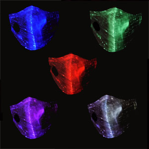 glowing, colour changing fibre optic surgical face mask great for parties or festivals