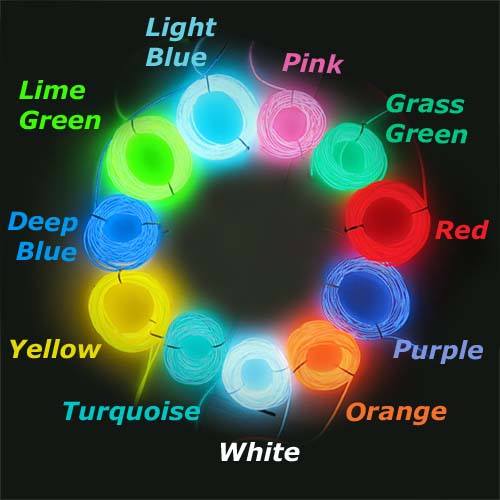 2.3mm 10meter el wire colour chart with 11 colours