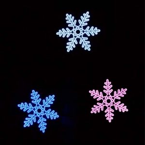 EL snowflake shape panels in white, blue and pink