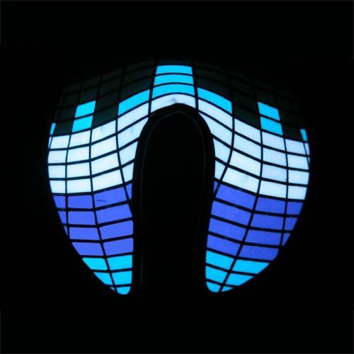 blue white glowing sound activated equaliszer mask