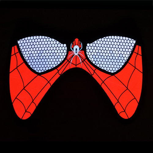 Glowing EL Mask in the style of spiderman