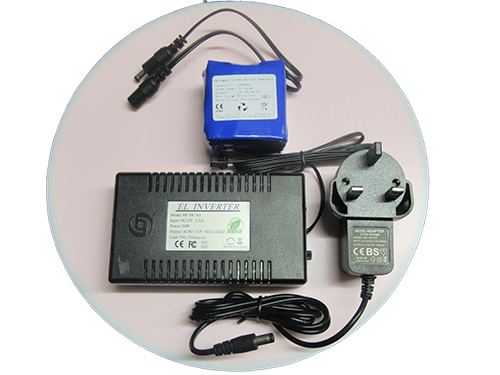 33cm diameter EL panel for telescope flat-field correction powered by a 5000mAh Li-ion rechargeable battery pack. Supplied with a 1A charger.