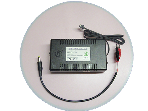 33cm diameter EL panel for telescope flat-field correction with crocodile clips