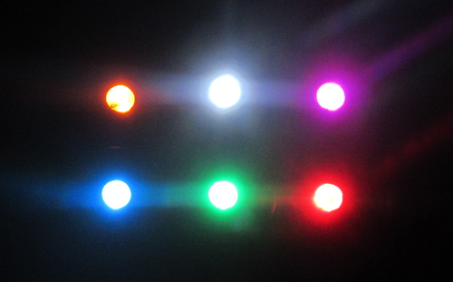 Orange, white, pink, light blue, green, red LED emitters
