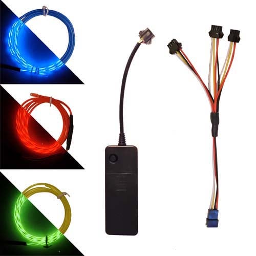 Chasing el wire set - 3 1m lenghts of chasing wire with driver and 3 way splitter