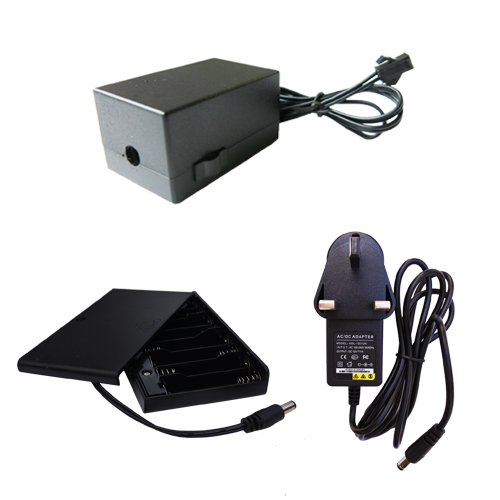 mains powered driver for 5-15m of el wire with UK mains adapter plug and 8xAA battery box