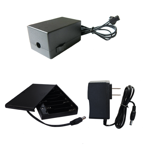 mains powered driver for 5-15m of el wire with US mains adapter plug and 8xAA battery box