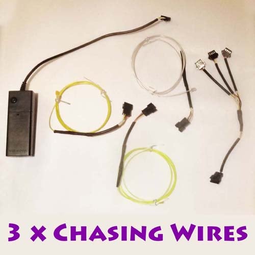 CHASING EL Wire Set - 3 X1 Metres of Chasing EL Wire + Driver
