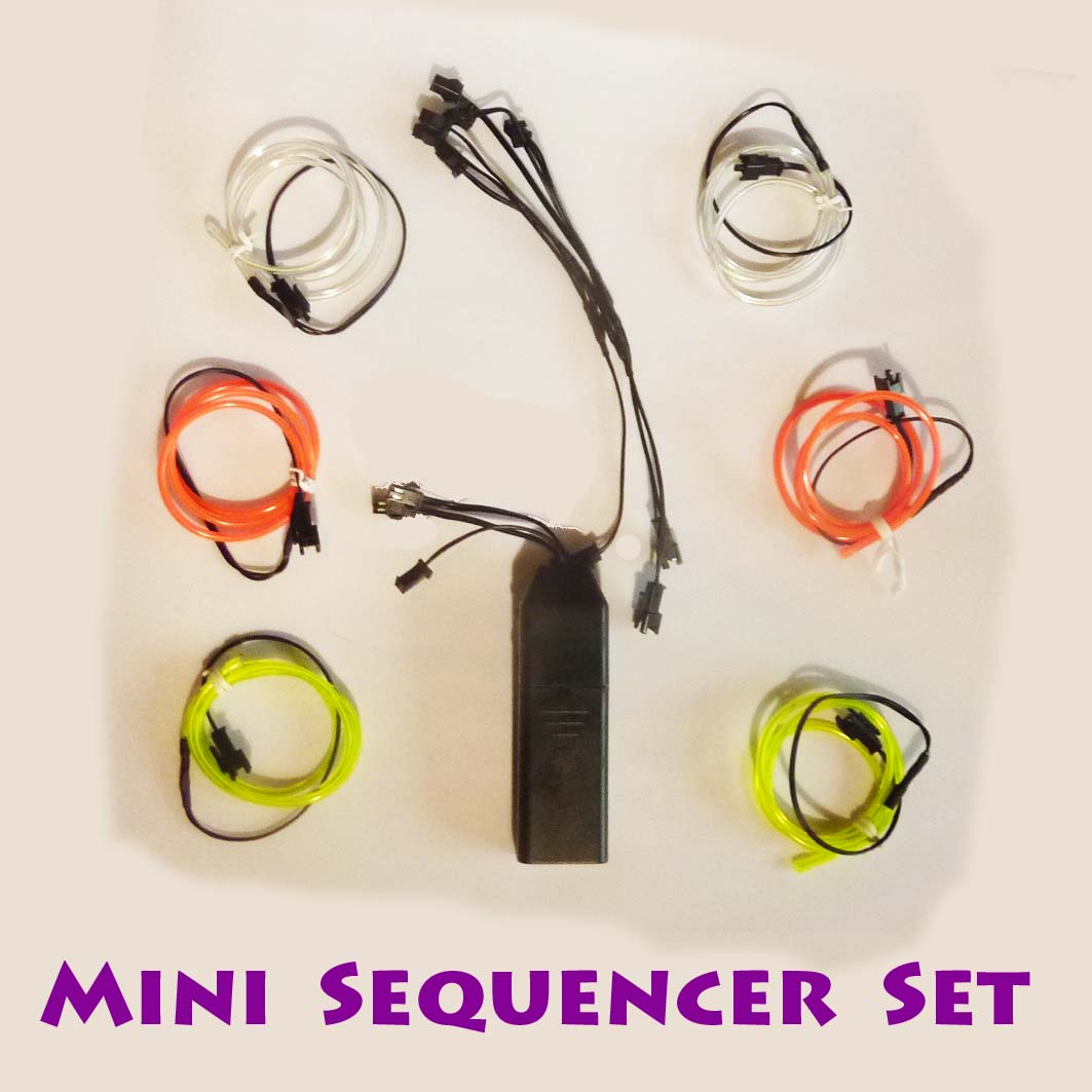 Adjustable Sequencer EL Wire Set = 6 X 50cm EL Wire + Sequencer