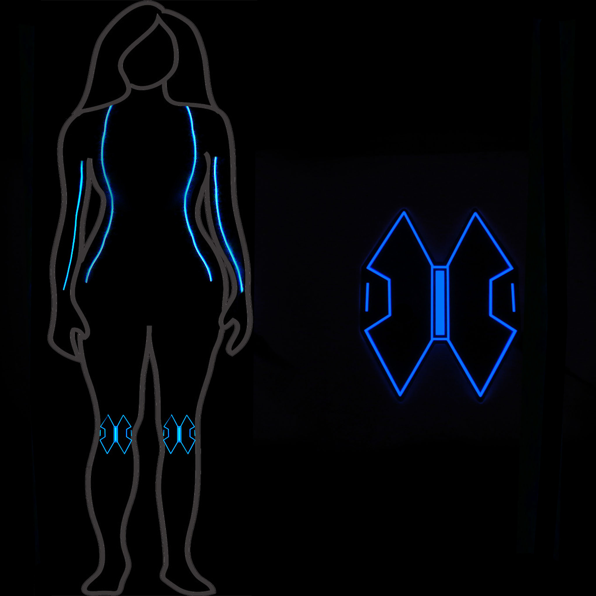 black widow glow body legsknee pads el panel