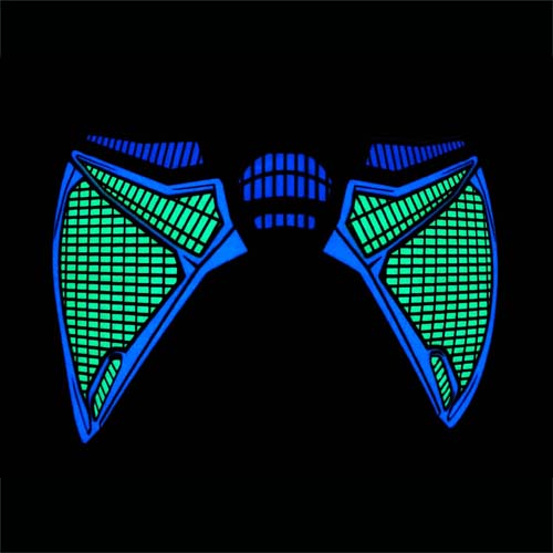 glowing el cycle mask in a robot style complete with sound activated driver