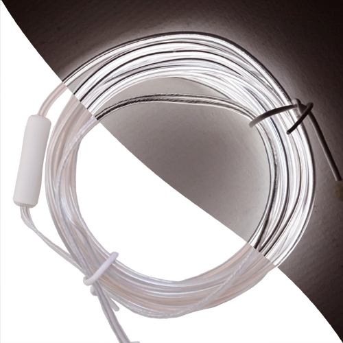 Stiff 2.3mm el wire in white - lit and unlit